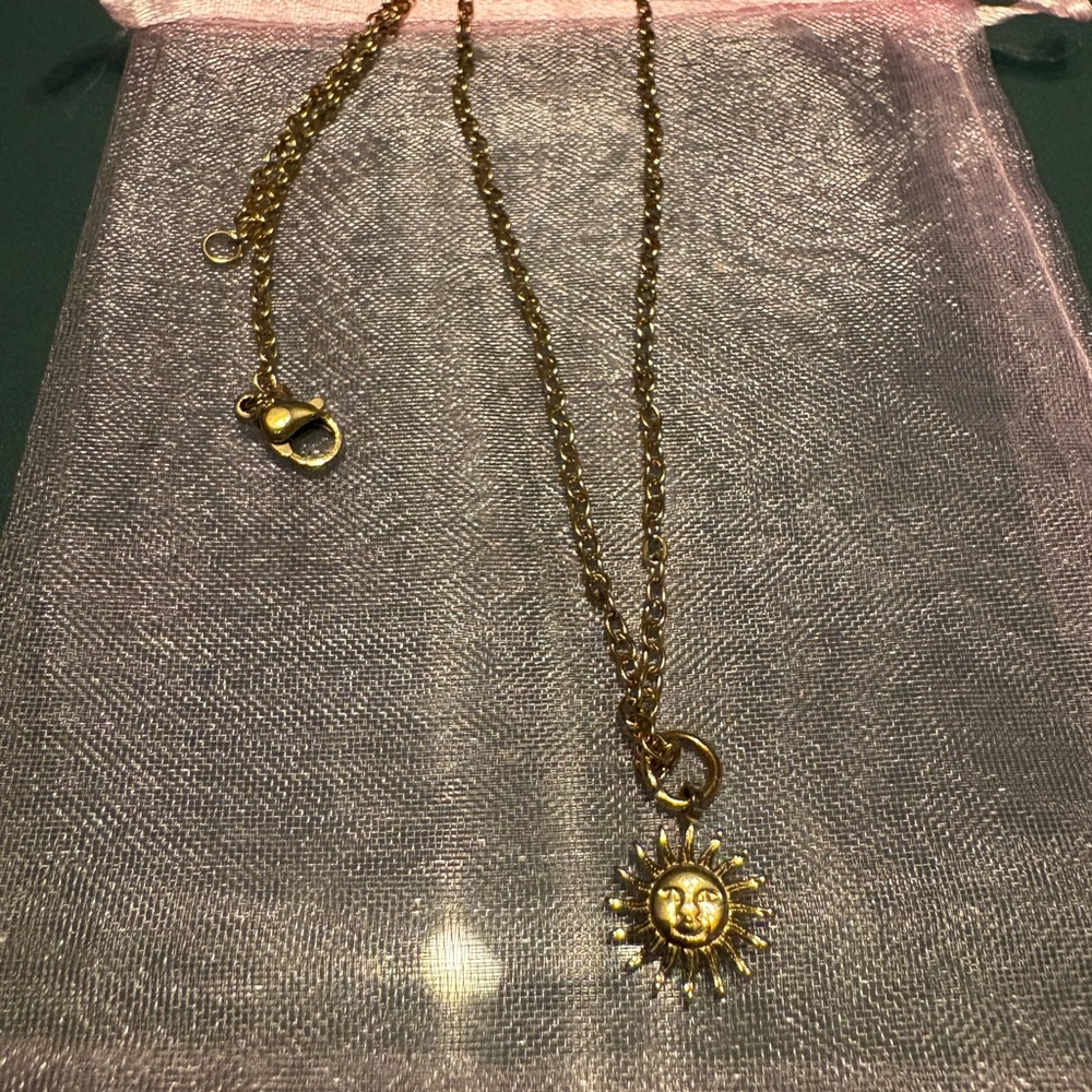 Mini Sun Charm Handcrafted Stainless Steel Necklace